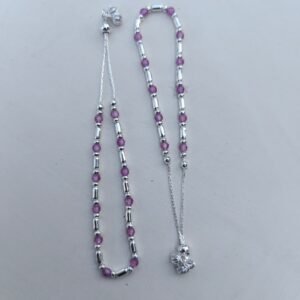Amethyst Bead Silver Anklet 