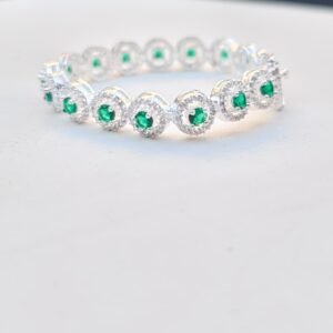 Emerald Halo Silver Anklet 