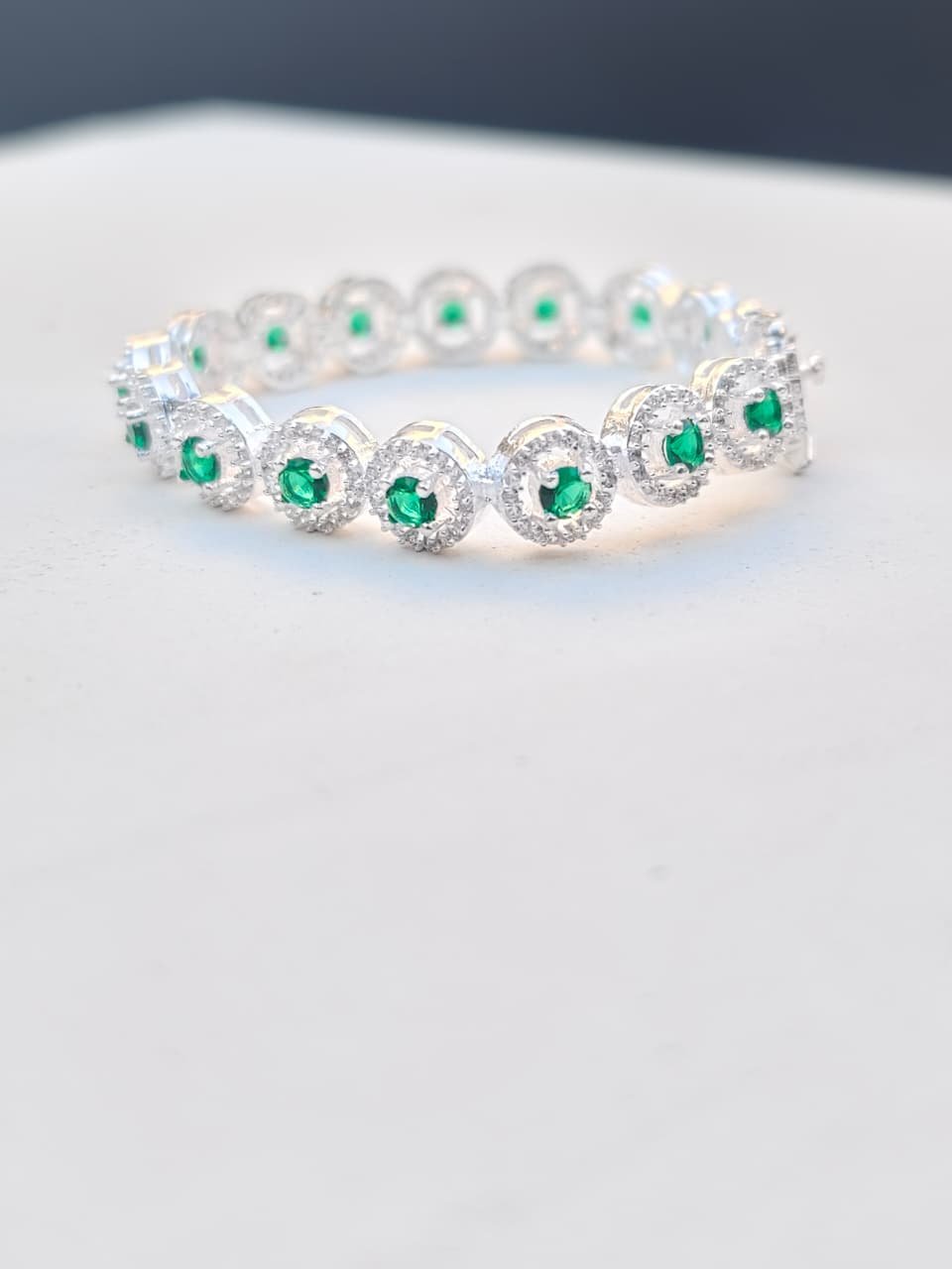 Emerald Halo Silver Anklet
