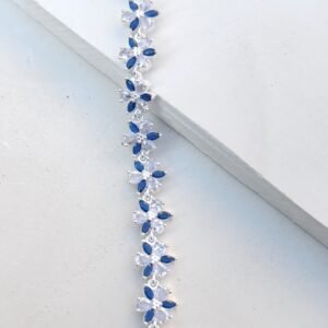 Sapphire Floral Silver Anklet