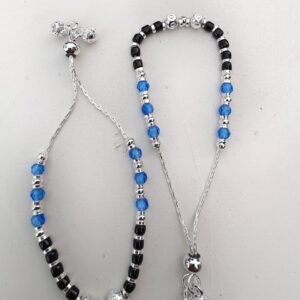 Dual-Tone Bead Silver Anklet (Payal)
