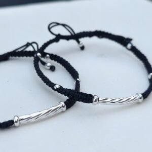 Minimal Twisted Silver Tube Anklet 